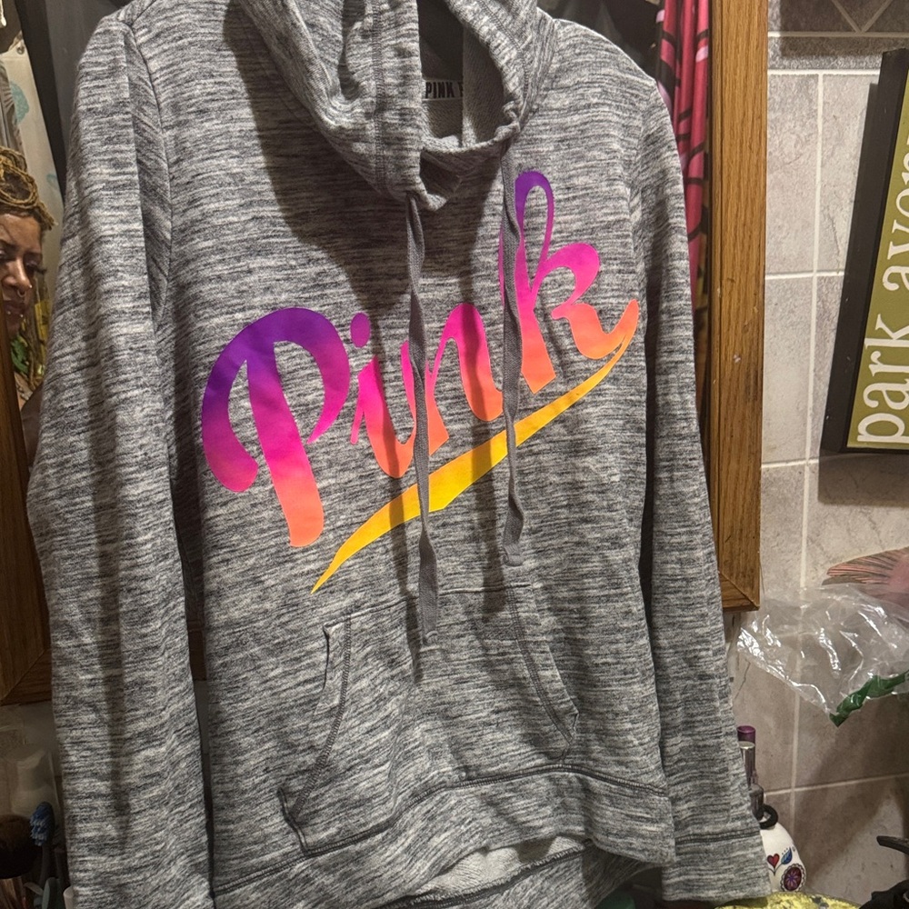 Pink gray and pink hoodie